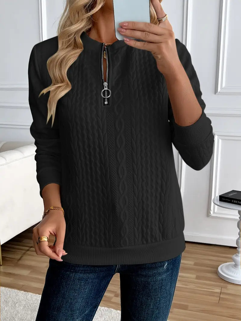 Margaux Sweat Femme Hiver – Komfortabel strikket lynlåstrøje med elegant design