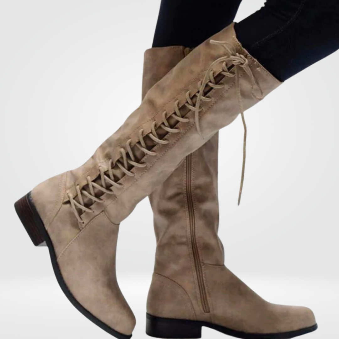Avia Botas Altas Mujer en Cuero – Botas con Cordones Cómodas con Suela Antideslizante y Forro Caliente