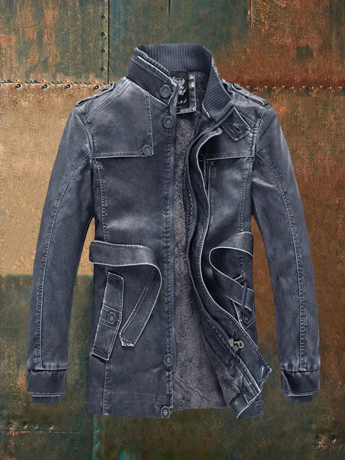 Shon Veste Homme Cuir Vintage – Styl retro elegantní s teplou podšívkou a klasickými knoflíky