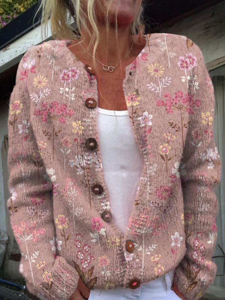 Braelynn Gilet Femme – Elegant gilet med blomsterprint og behagelig rund hals
