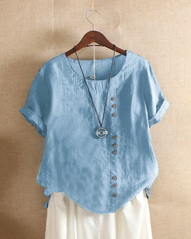 Bluza Lena Femme – Bluză ușoară din in cu nasturi și aspect natural