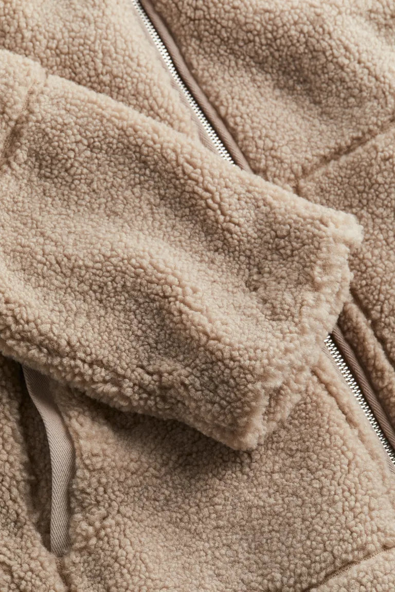 Fely Teddy Jas Dames – Warme Oversized Jas met Hoge Kraag & Ultra Zacht Stof