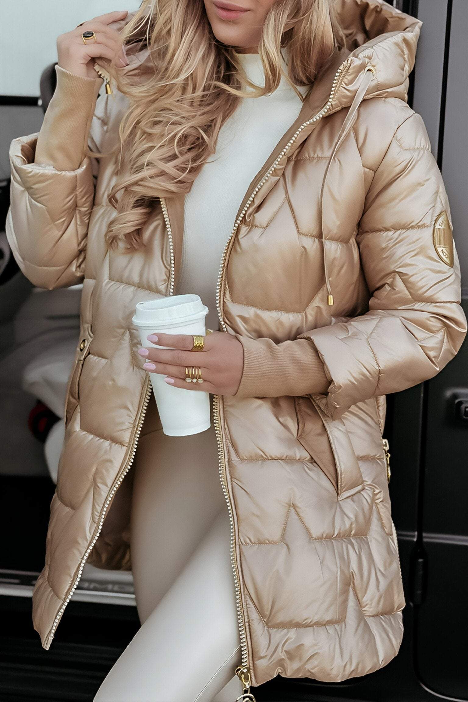 Kimberly Manteau d’Automne à Capuche pour Femme – Veste Chaude en Mélange de Coton avec Coupe Douce & Design Intemporel