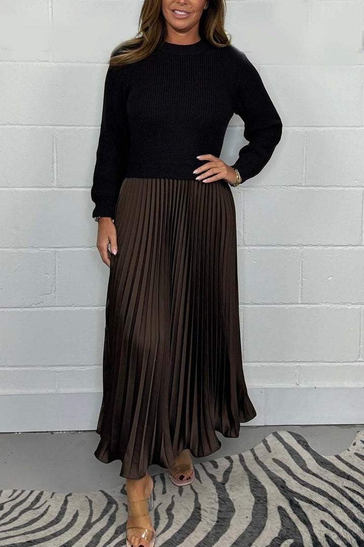 Elianna Robe Pull d’Automne pour Femme – Blød og varm strik med plisseret kant og elegant og behagelig pasform