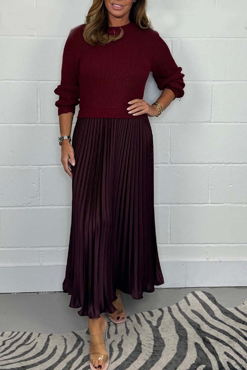 Elianna Robe Pull d’Automne pour Femme – Blød og varm strik med plisseret kant og elegant og behagelig pasform