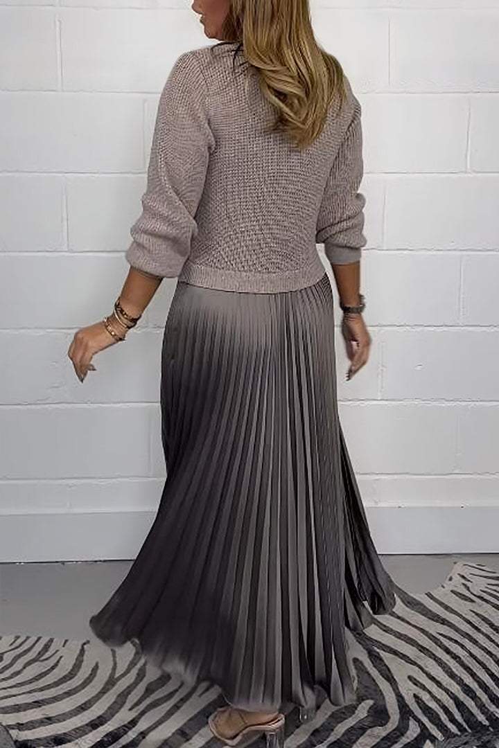 Elianna Robe Pull d’Automne pour Femme – Blød og varm strik med plisseret kant og elegant og behagelig pasform