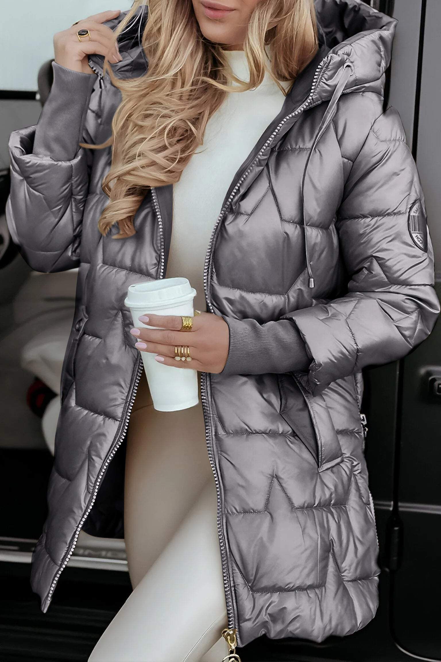 Kimberly Manteau d’Automne à Capuche pour Femme – Veste Chaude en Mélange de Coton avec Coupe Douce & Design Intemporel