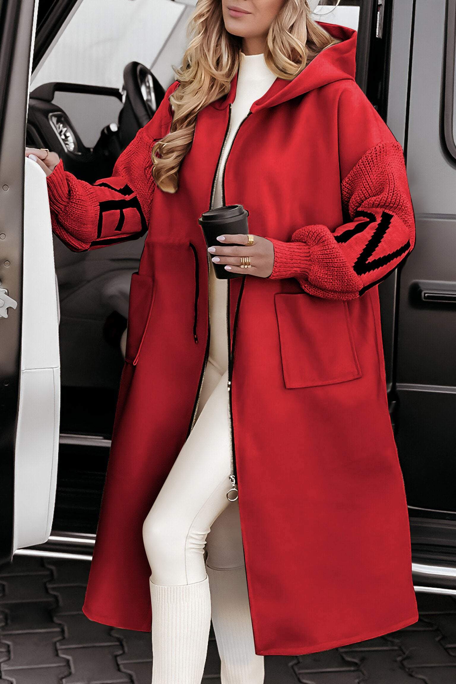 Adelaide Manteau Patchwork Femme – Veste Chaude et Stylée au Design Moderne et Élégant