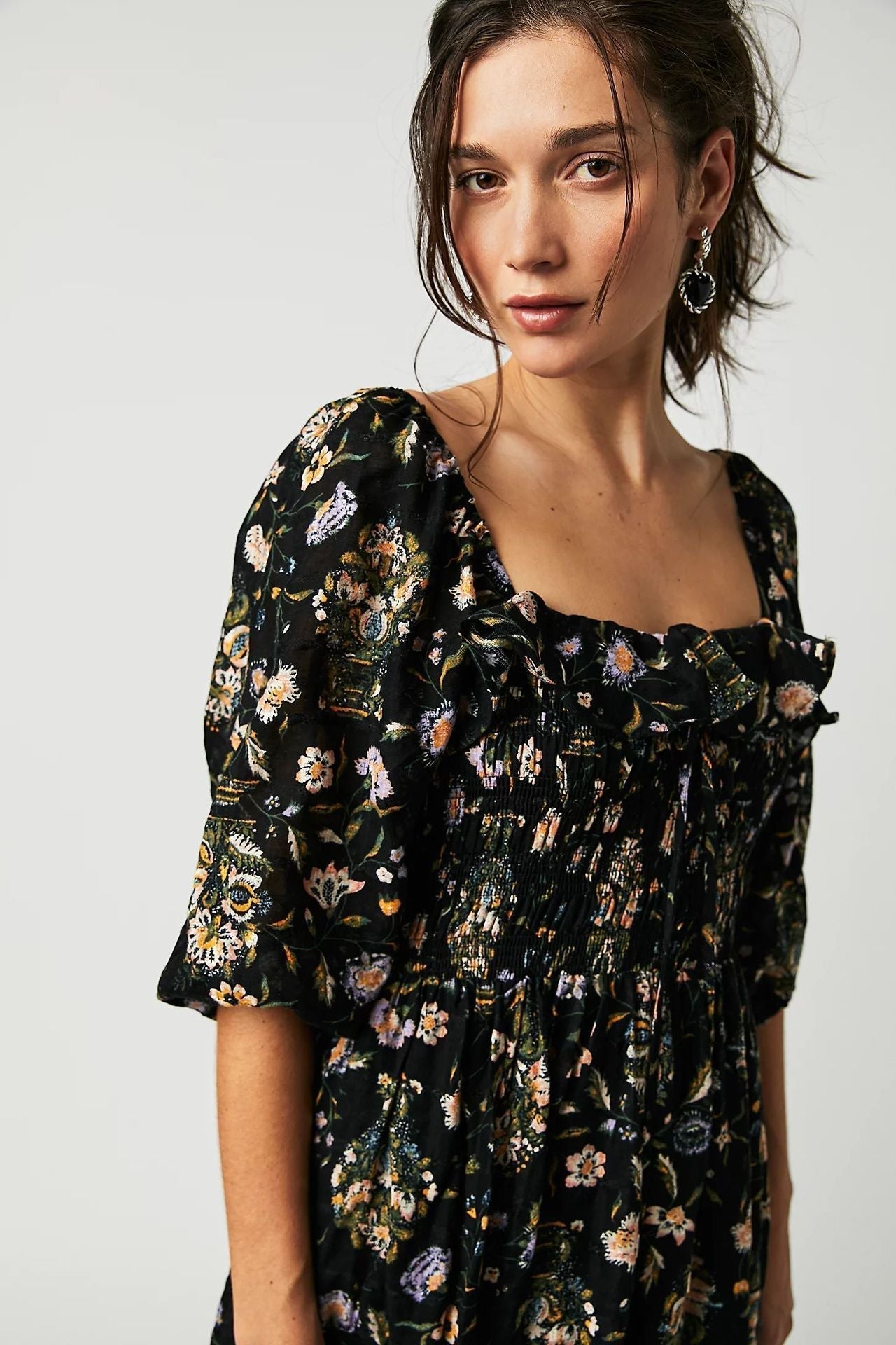 Quinn Robe Midi Woman – Cotton Dress with Flowers with Romantic Bohemian Style & Flattering Cut