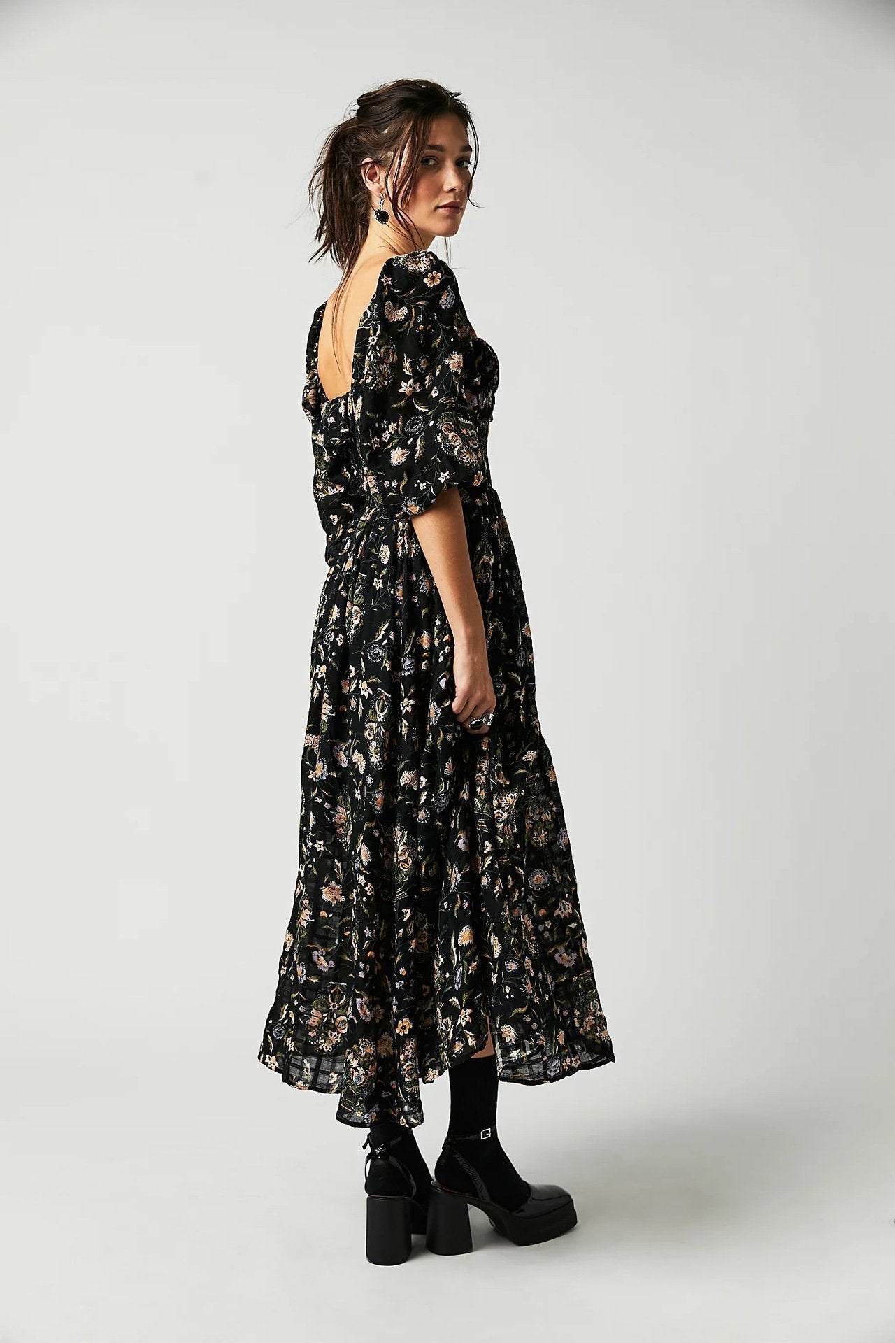 Quinn Robe Midi Woman – Cotton Dress with Flowers with Romantic Bohemian Style & Flattering Cut