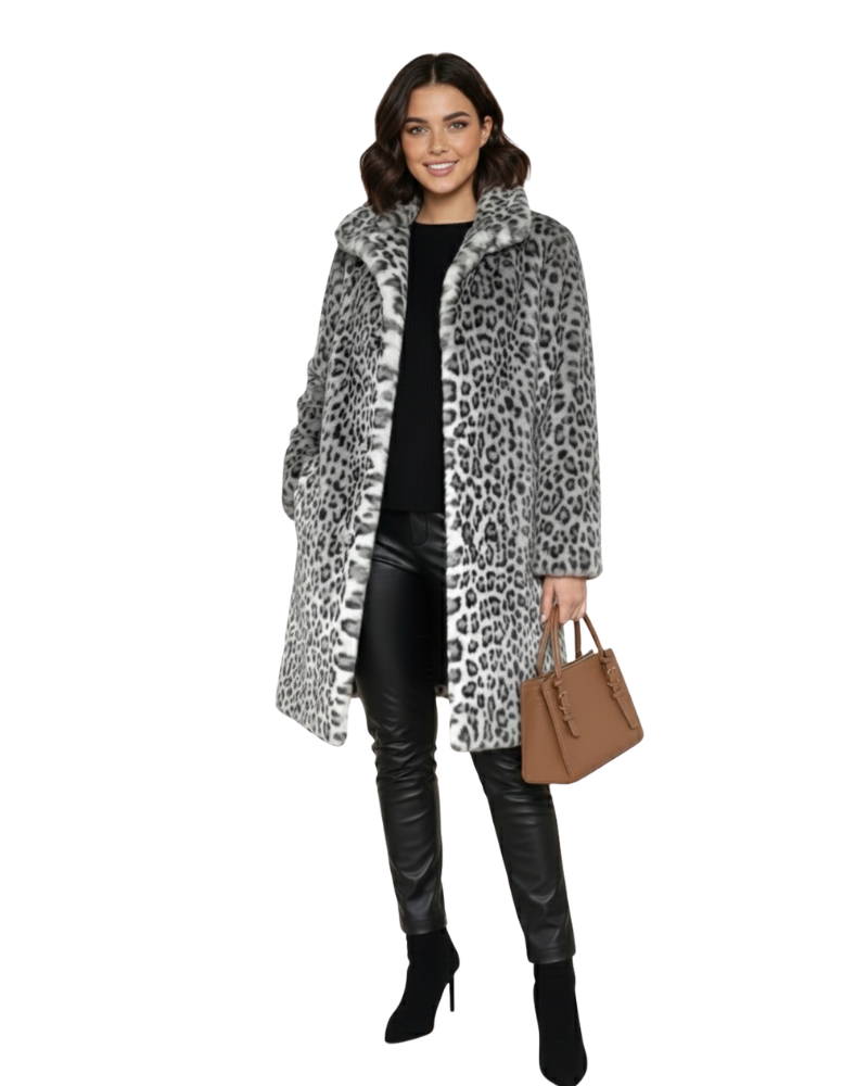 Iris Manteau Femme en Fausse Fourrure – Imprimé Léopard, Chaud & Style Audacieux