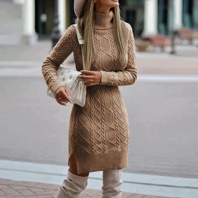 Aline Vienna Wintertrui Jurk Dames – Warme Midi Jurk van Gebreide Stof met Comfortabele Klassieke Pasvorm