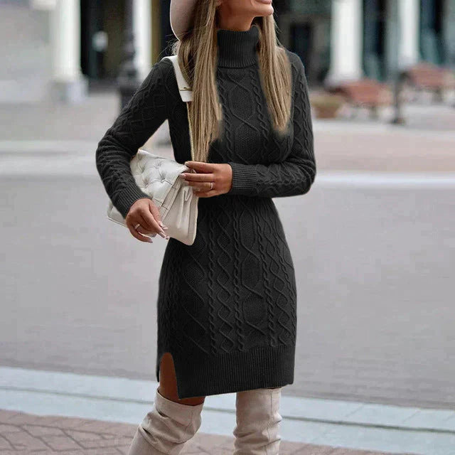 Aline Vienna Wintertrui Jurk Dames – Warme Midi Jurk van Gebreide Stof met Comfortabele Klassieke Pasvorm