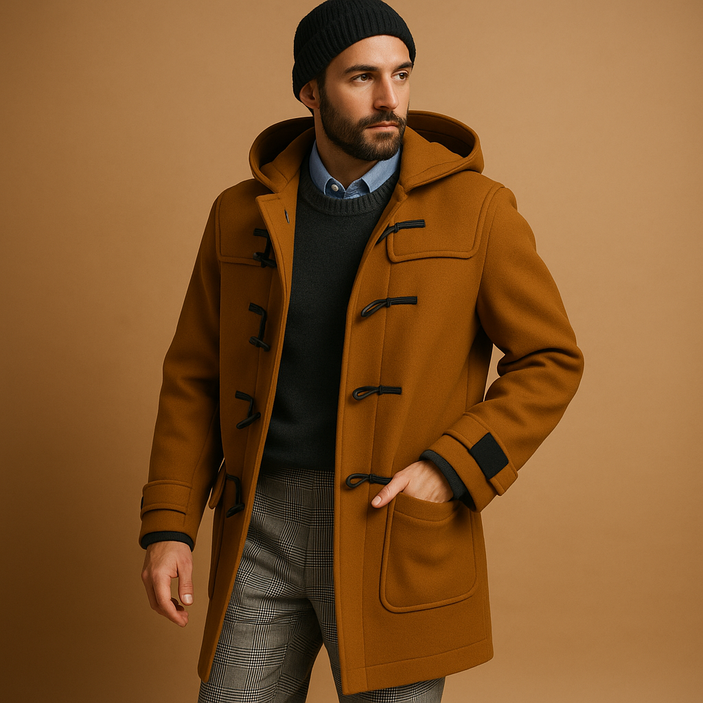 Seth Manteau Lung Bărbați – Croială Alungită Elegantă cu Închidere Frontală & Buzunare Laterale