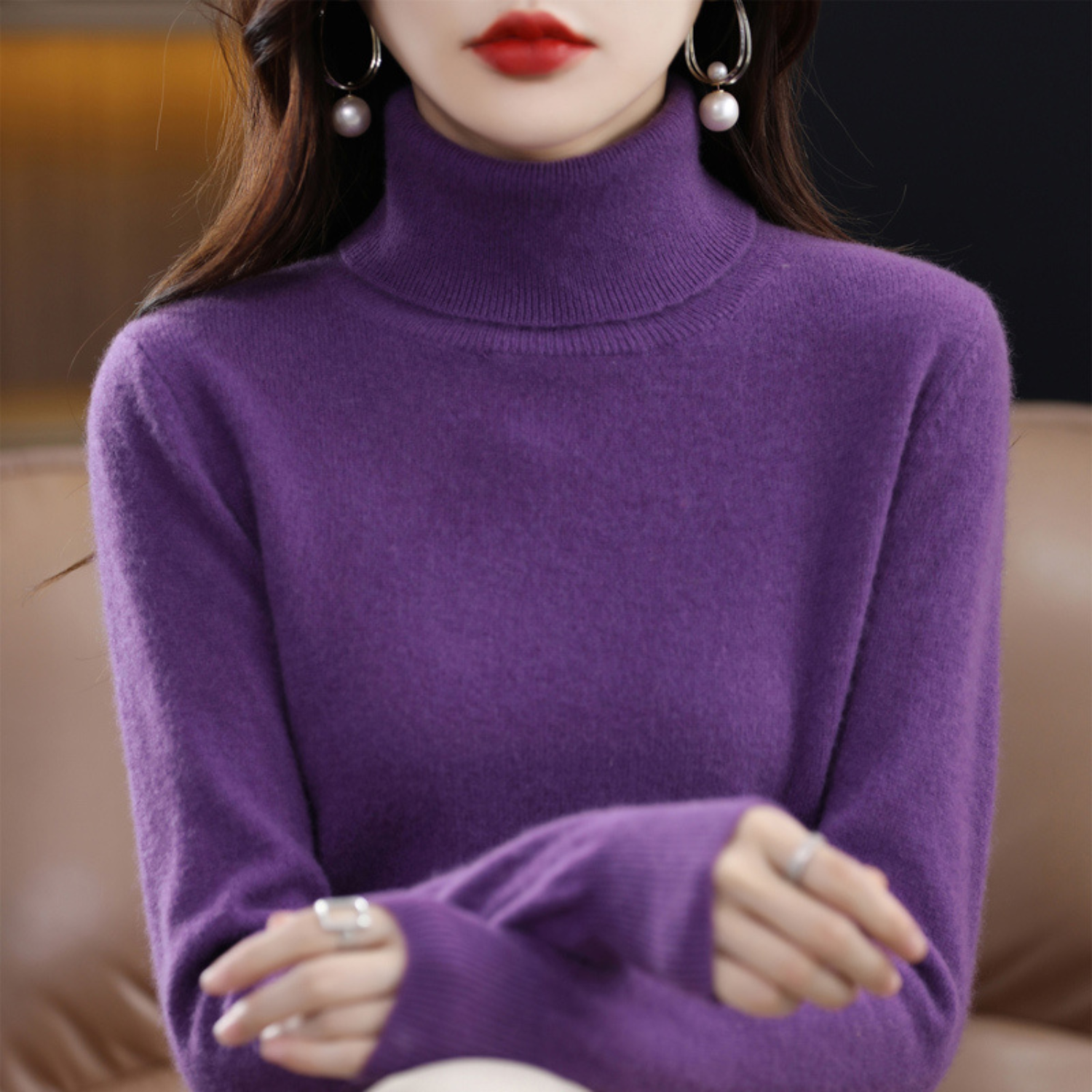 Emmie Pull Col Roulé en Cachemire pour Femme – Maille Premium Douce offrant Chaleur et Confort Léger