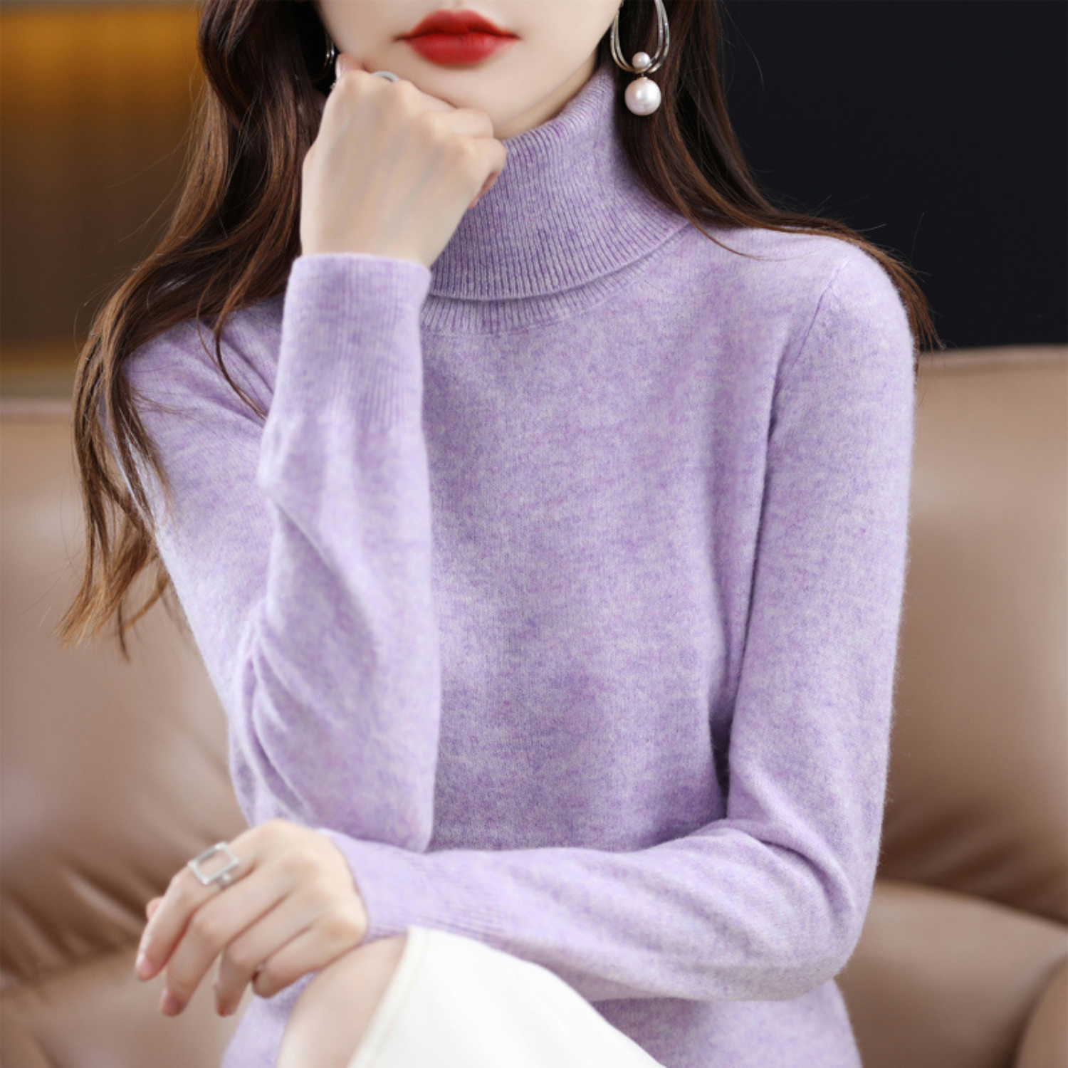 Emmie Pull Col Roulé en Cachemire pour Femme – Maille Premium Douce offrant Chaleur et Confort Léger