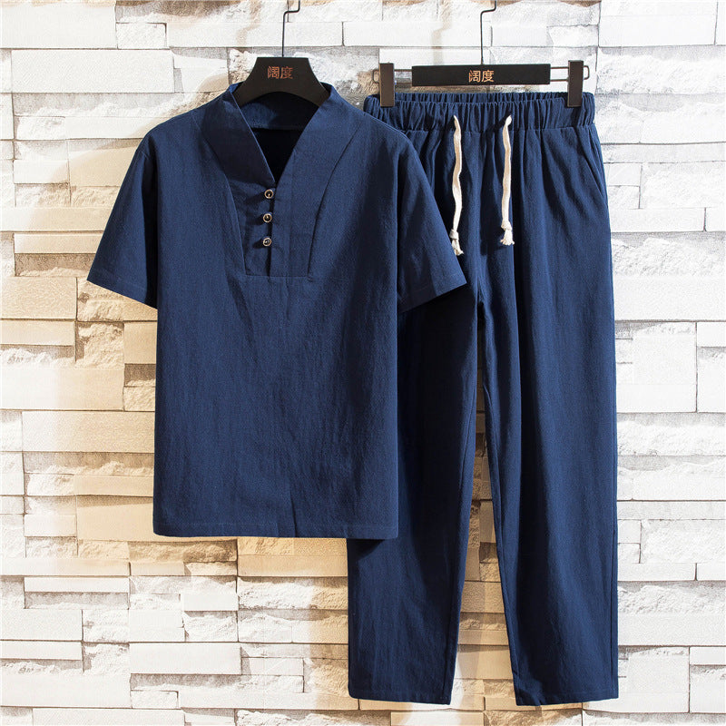 Christian Conjunto de Verano Hombre – Camiseta Ligera de Manga Corta & Pantalones Cortos Ajustados para Días Informales