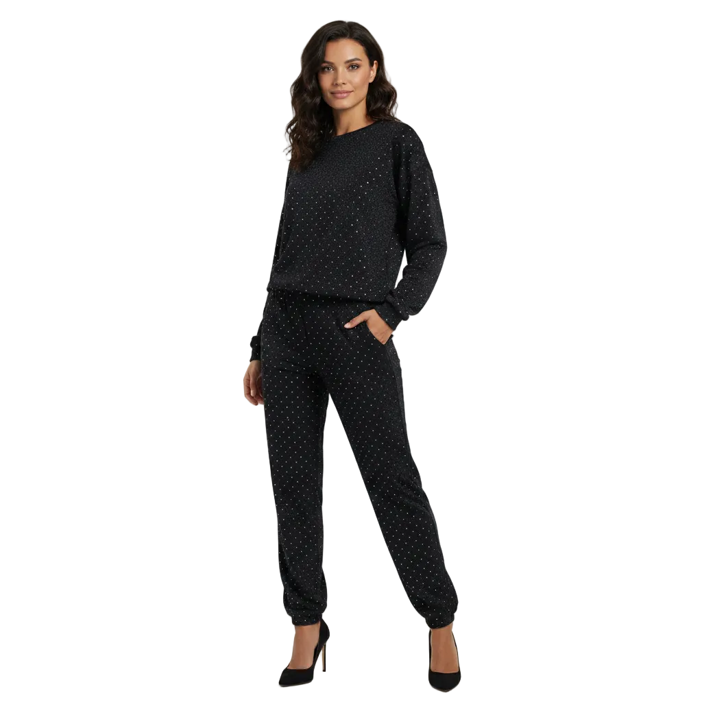 Kira Ensemble Loungewear Femme – Set Confort Chic avec Détails Pailletés Élégants