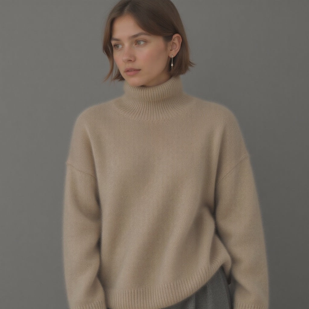 Sydney Pull Femme Col Roulé Oversize en Cachemire – Doux, Chaud & Élégant