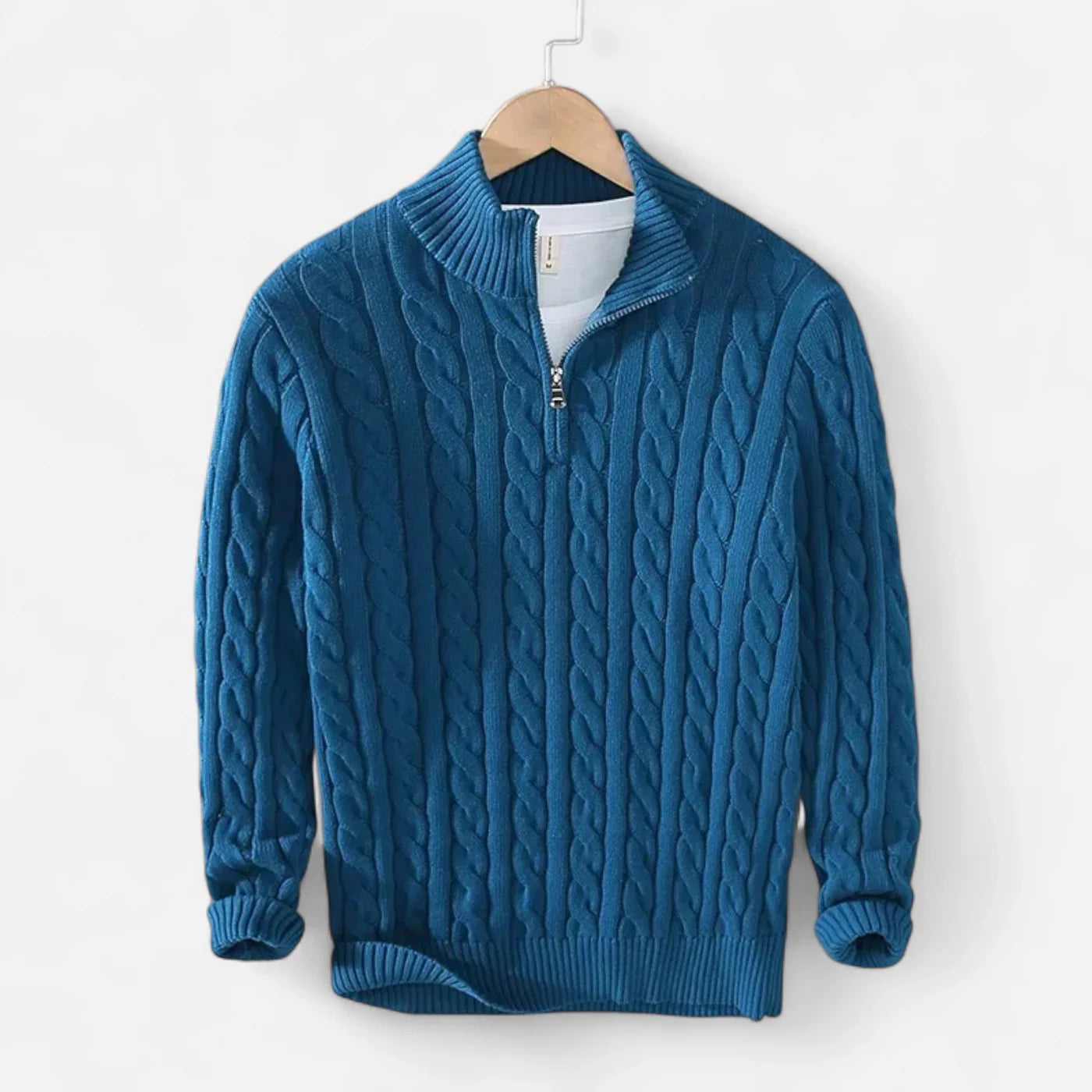 Cove Pull Col Roulé Zippé Bărbați – Tricot Gros Ripă & Croială Lejeră Elegantă