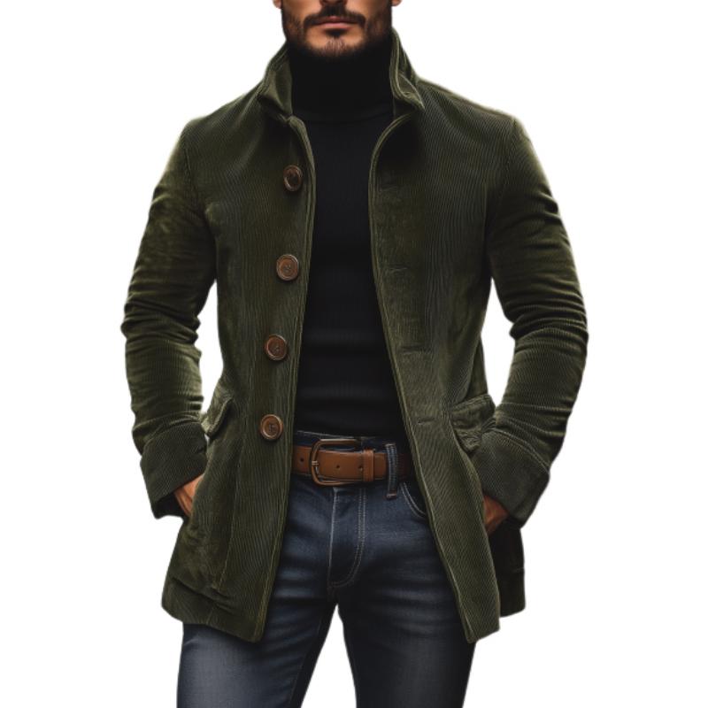 Emerson Manteau Homme Velours Côtelé – Coupe Slim avec Col Montant & Poches Latérales Élégantes