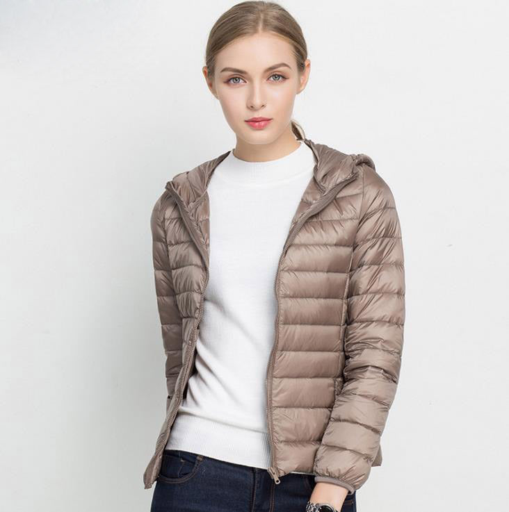 Piumino leggero da donna autunnale - Giacca di mezza stagione con cappuccio e comfort quotidiano