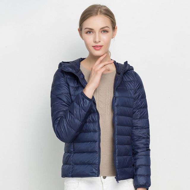Piumino leggero da donna autunnale - Giacca di mezza stagione con cappuccio e comfort quotidiano
