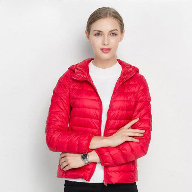 Piumino leggero da donna autunnale - Giacca di mezza stagione con cappuccio e comfort quotidiano