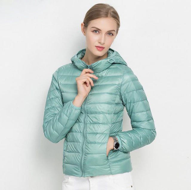 Piumino leggero da donna autunnale - Giacca di mezza stagione con cappuccio e comfort quotidiano