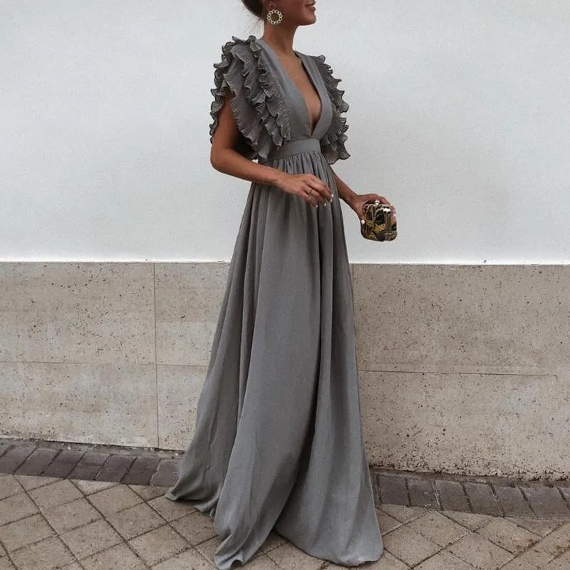 Marthe Robe de Soirée Longue Femme – Élégante Robe Maxi avec Coupe Fluide