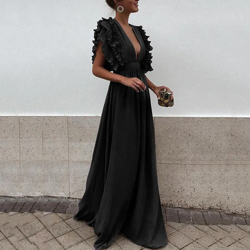 Marthe Robe de Soirée Longue Femme – Élégante Robe Maxi avec Coupe Fluide