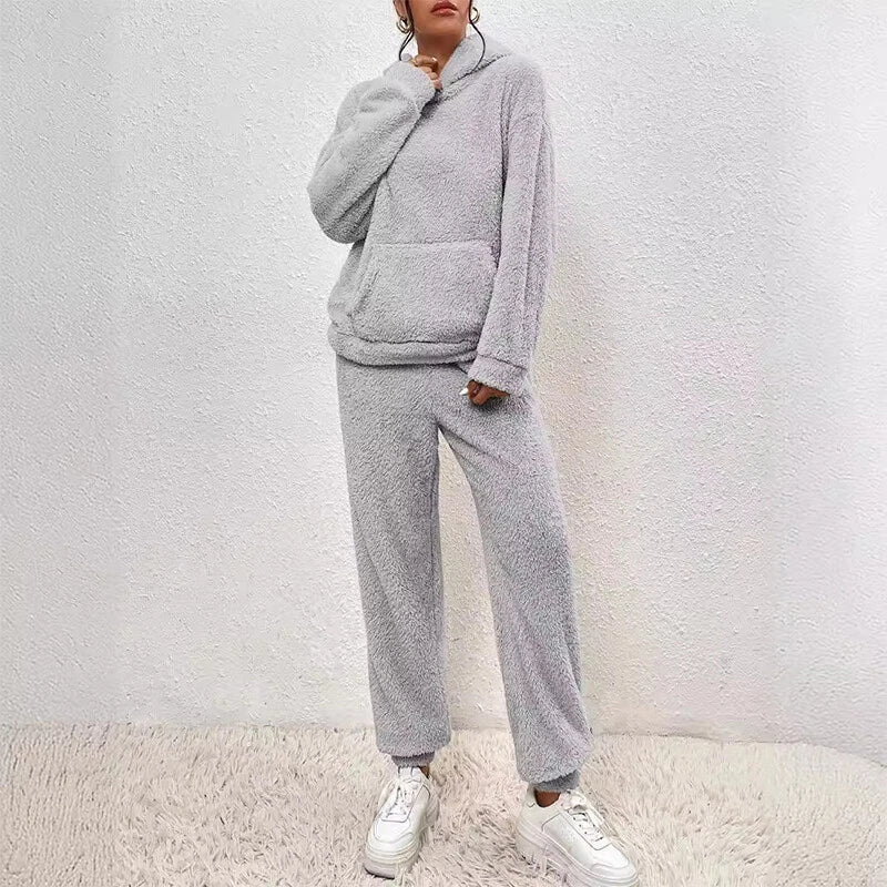 Sloane Ensemble Femme – Pyžamo z měkkého fleecu s kapucí a volnými kalhotami na zimu