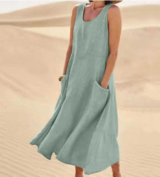 Vestido Elise de Algodão para Mulher – Suave, Respirável e Bolsos Práticos para Conforto Diário