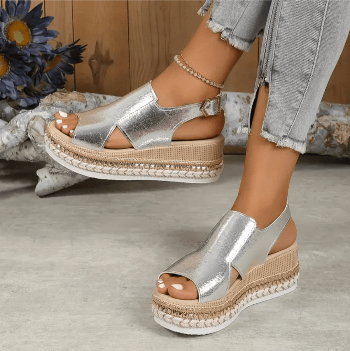 Sandales Femme Meena – Comfortable Espadrilles with Adjustable Strap & Stable Sole