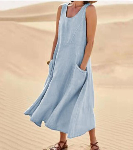 Vestido Elise de Algodão para Mulher – Suave, Respirável e Bolsos Práticos para Conforto Diário