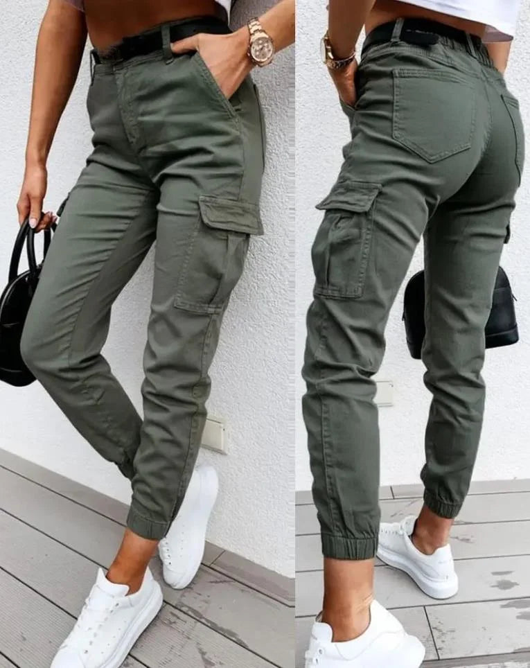 Jordyn Hoge Taille Cargo Broek Dames – Comfort, Trendy Stijl & Functionele Zakjes