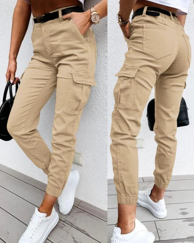 Jordyn Hoge Taille Cargo Broek Dames – Comfort, Trendy Stijl & Functionele Zakjes