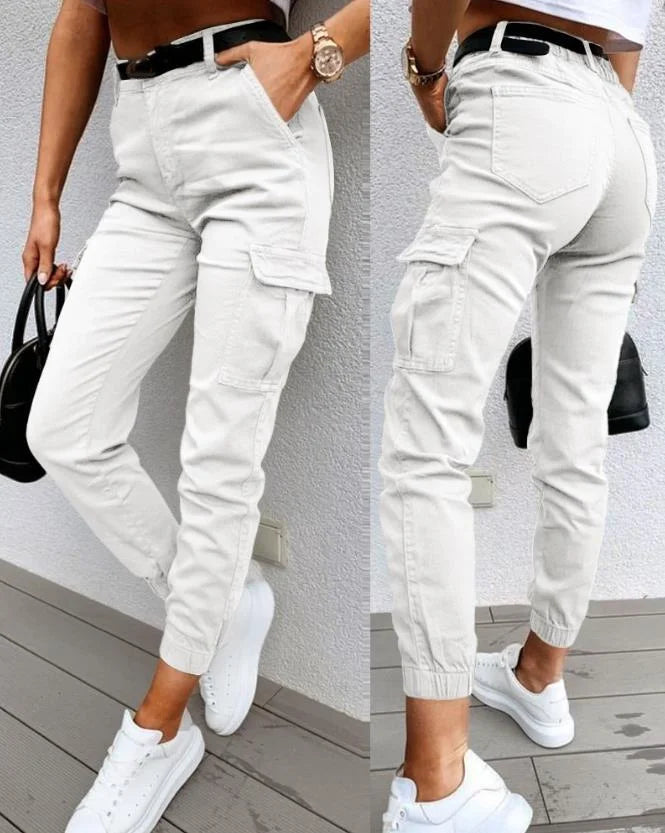 Jordyn Hoge Taille Cargo Broek Dames – Comfort, Trendy Stijl & Functionele Zakjes
