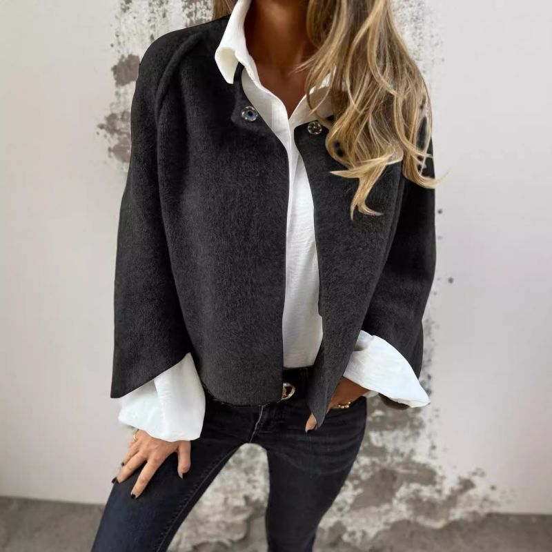 Isabella Damesjas – Kort, Chic en Gemengd Kasjmier met Elegante Drukknopen
