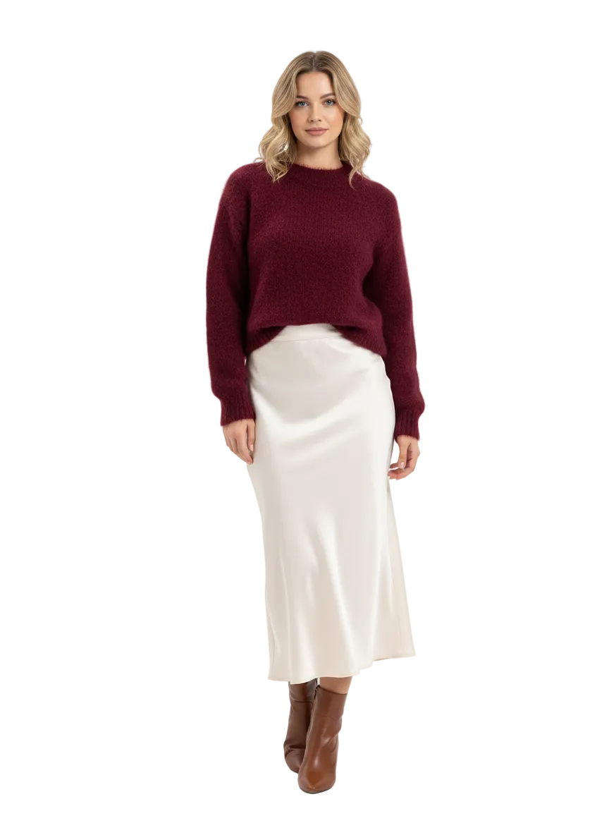 Elen Damenpullover Mohair Luxus – Weiches Gebürstetes Strick mit Lockerem Schnitt & Eleganter Stil