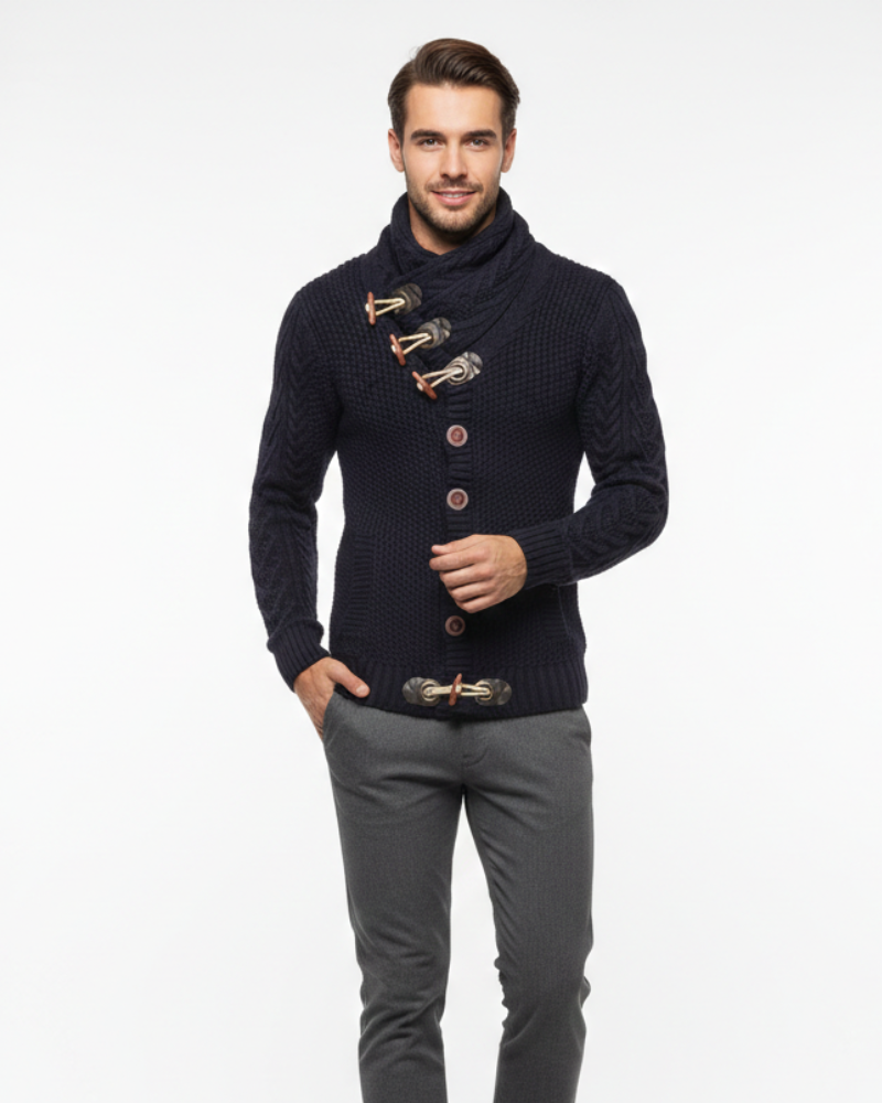 Gilet da uomo Tobias a collo alto – Bottoni e dettagli metallici, comfort autunnale