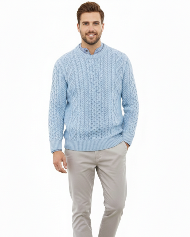 Leo Maglione Girocollo Birdseye – Maglione Ampio Lavorato a Maglia in Stile Vintage ed Elegante