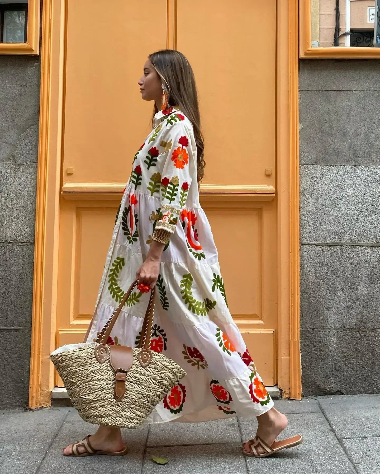 Φόρεμα Celia Maxi Γυναικείο – Μακρύ Βαμβακερό Φόρεμα με Μποέμ Κεντήματα & Πολύχρωμες Λεπτομέρειες