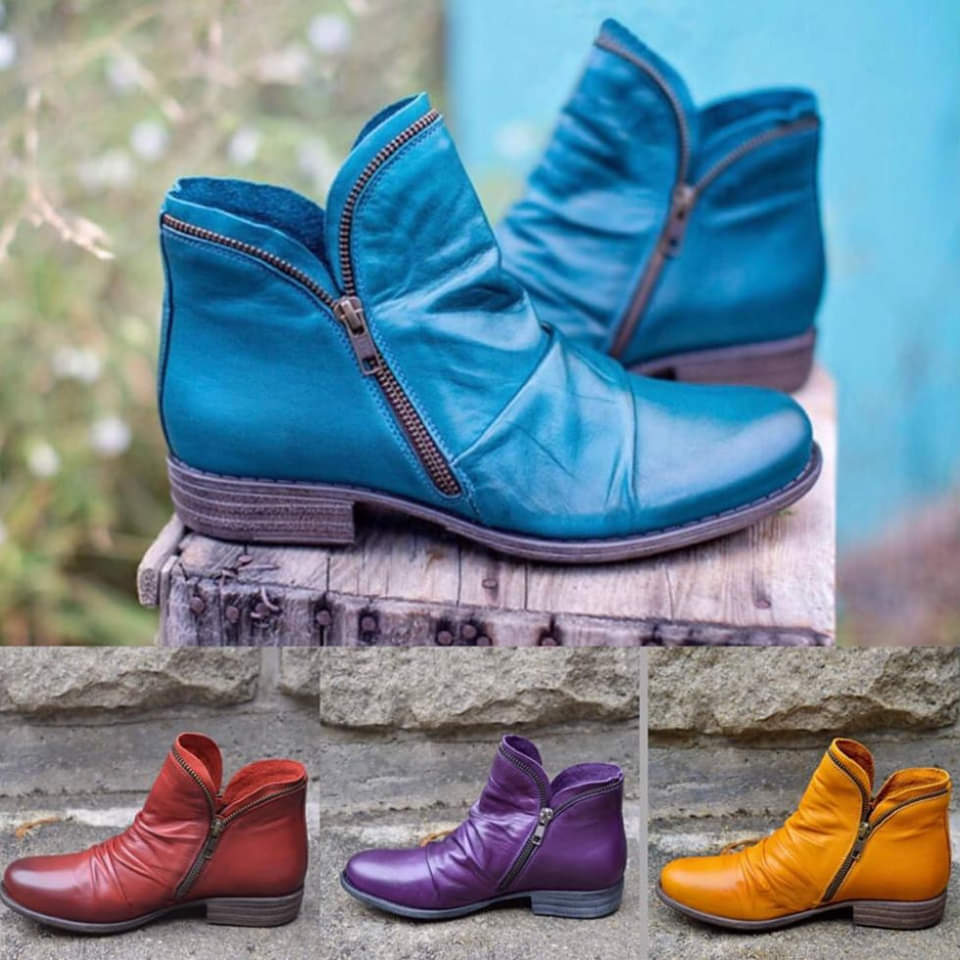 Valentina Femme Kožené kozačky – Elegantní kotníkové boty s pohodlným a odolným zipem