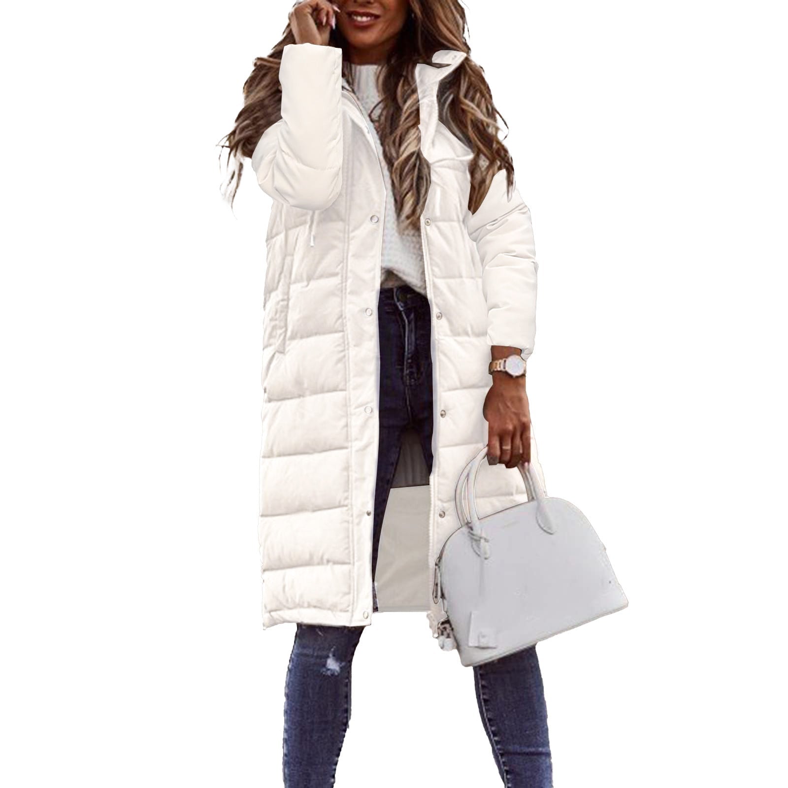 Evie Doudoune Longue Femme – Manteau Hiver Chaud avec Capuche & Coupe Élancée Légère