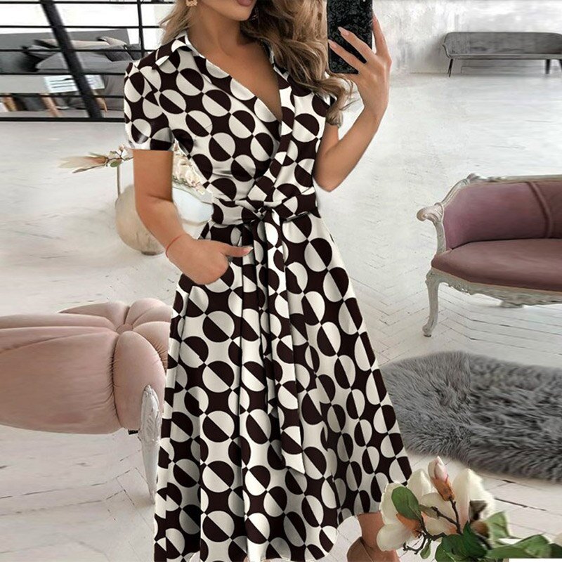 Ella Elegant Women's Dress – Cotton Dress with Fitted Waist & Versatile Classic Style