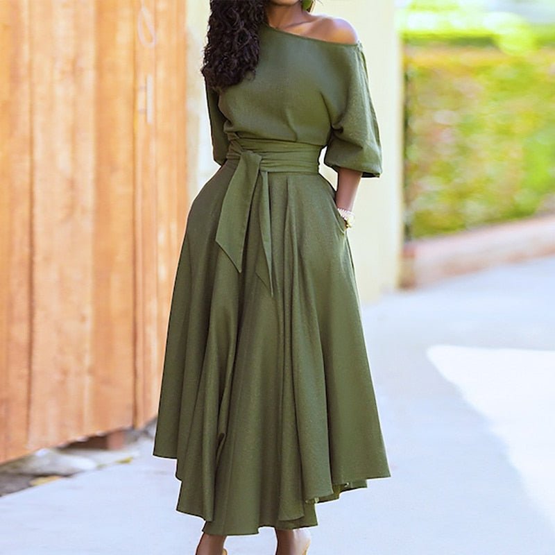 Ella Elegant Women's Dress – Cotton Dress with Fitted Waist & Versatile Classic Style