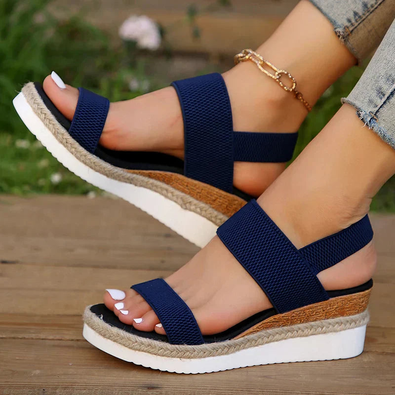 Anna Plateau Sandalen Dames – Elastische Bandjes & Comfortabele Zomersandalen met Stijlvolle Look