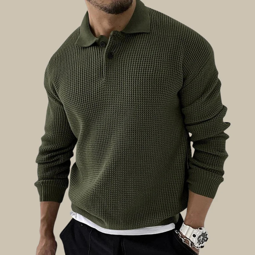 Carlo Pull Homme – Elegantna pletena polo majica s ovratnikom na kopčanje i modernim rebrastim uzorkom