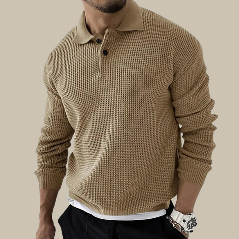 Carlo Pull Homme – Elegantna pletena polo majica s ovratnikom na kopčanje i modernim rebrastim uzorkom